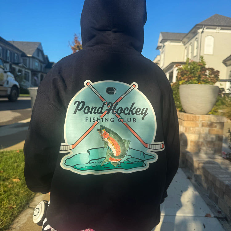 Hockey Hooded Sweatshirt - Pond Hockey (Back Design) 