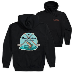 Hockey Hooded Sweatshirt - Pond Hockey (Back Design) 