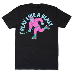 Hockey Short Sleeve T-Shirt - Play Like a Beast (Back Design)