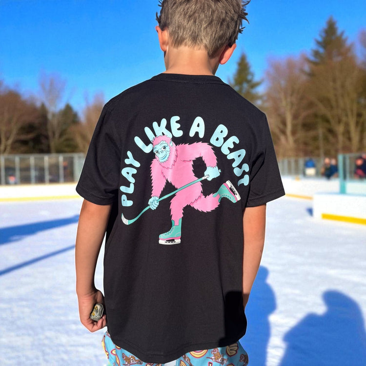 Hockey Short Sleeve T-Shirt - Play Like a Beast (Back Design)