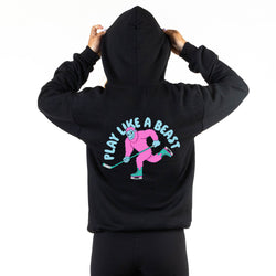 Hockey Hooded Sweatshirt - Play Like a Beast (Back Design)