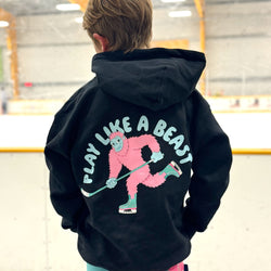 Hockey Hooded Sweatshirt - Play Like a Beast (Back Design)