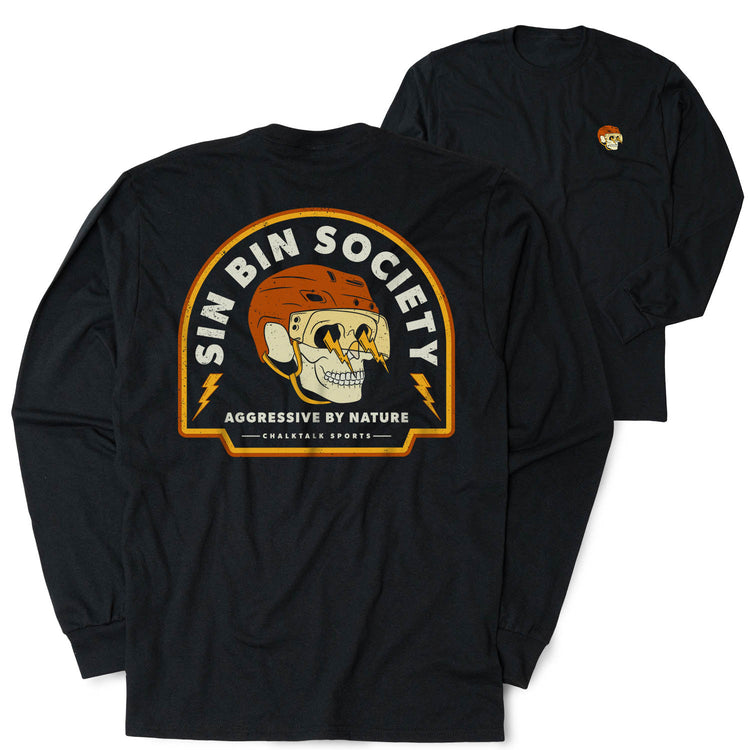 Hockey Tshirt Long Sleeve - Sin Bin Society (Back Design) 
