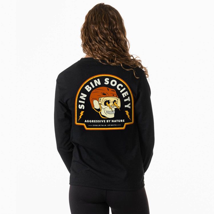 Hockey Tshirt Long Sleeve - Sin Bin Society (Back Design) 