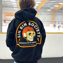Hockey Hooded Sweatshirt - Sin Bin Society (Back Design) 