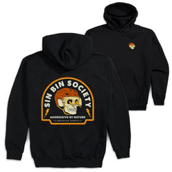 Hockey Hooded Sweatshirt - Sin Bin Society (Back Design)  [Black/Adult Small] - SS