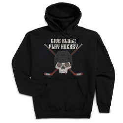 Hockey Hooded Sweatshirt - Give Blood Play Hockey [Black/Adult Small] - SS
