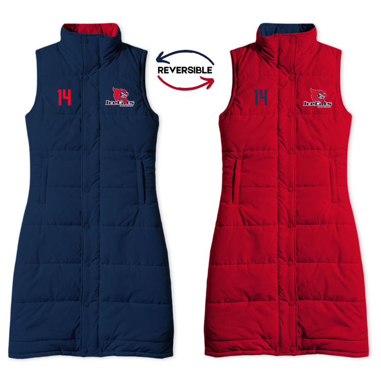 Home & Away Hockey Mom Reversible Puffer Jacket (Long) - Ice Cats
