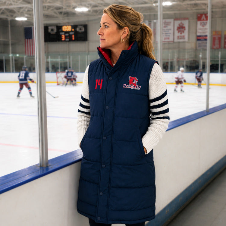 Home & Away Hockey Mom Reversible Puffer Jacket (Long) - Ice Cats