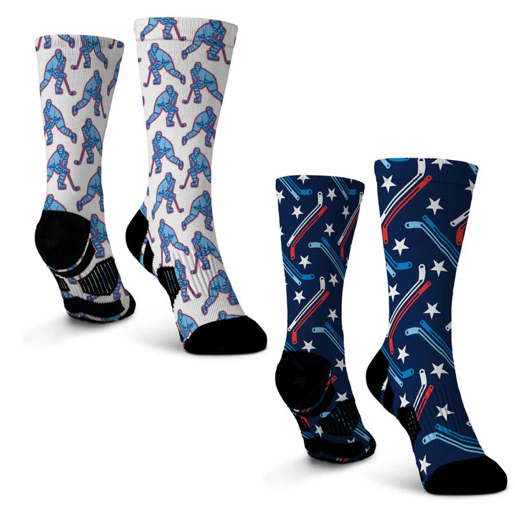 Hockey Graphic Flex Mid-Calf Sock Set - Patriotic Player
