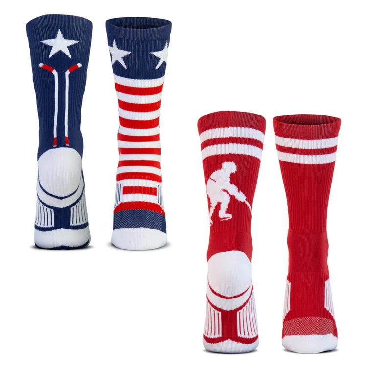 Hockey Woven Mid-Calf Sock Set - RWB Hockey