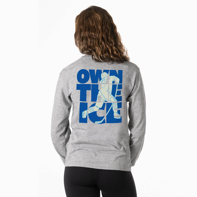 Hockey Tshirt Long Sleeve - Own The Ice (Back Design) 