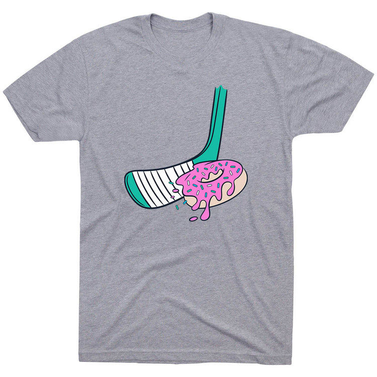 Hockey Short Sleeve T-Shirt - Donut Hockey [Gray/Adult Small] - SS