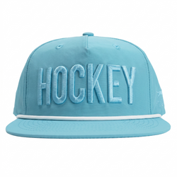 Light blue cap with 'HOCKEY' embroidery on a white background