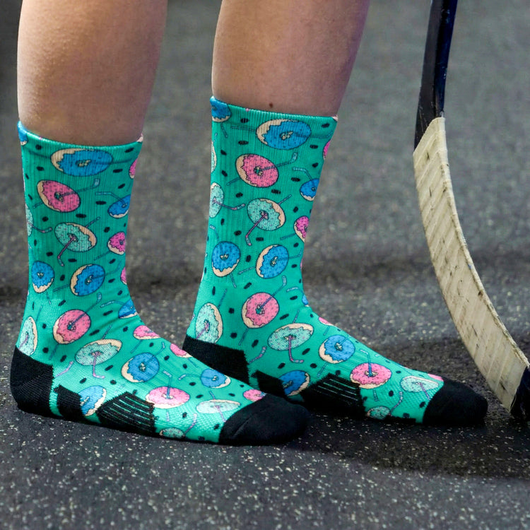 Hockey Graphic Flex Mid-Calf Socks - Donuts