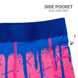 Close up of side pocket on hockey shorts