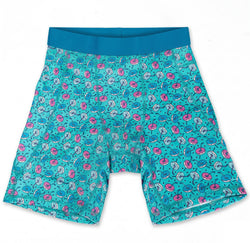 Flat lay of hockey themed compression shorts with donut pattern design