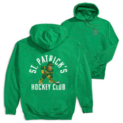 Green hoodie with 'St. Patrick's Hockey Club' design on a white background