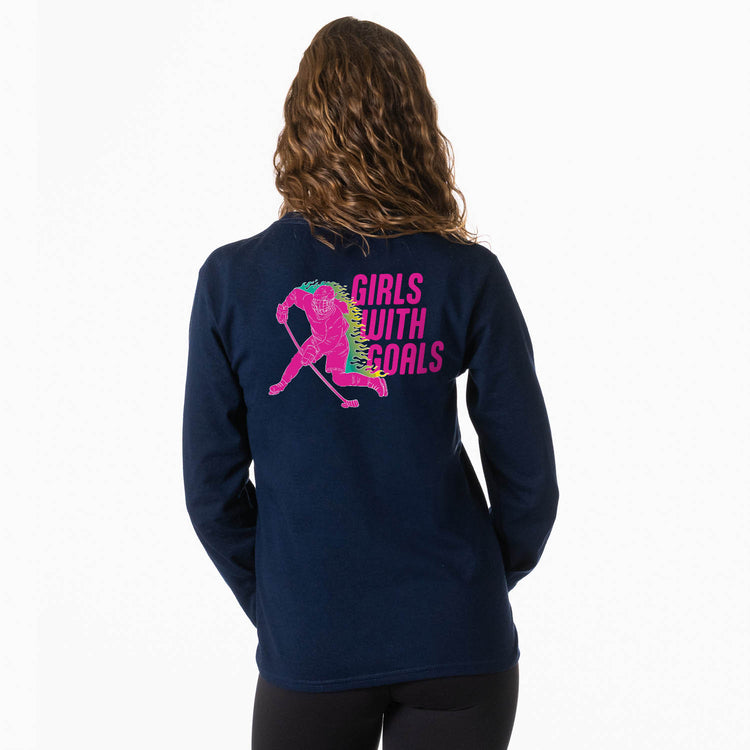 Hockey Tshirt Long Sleeve - Girls With Goals (Back Design)