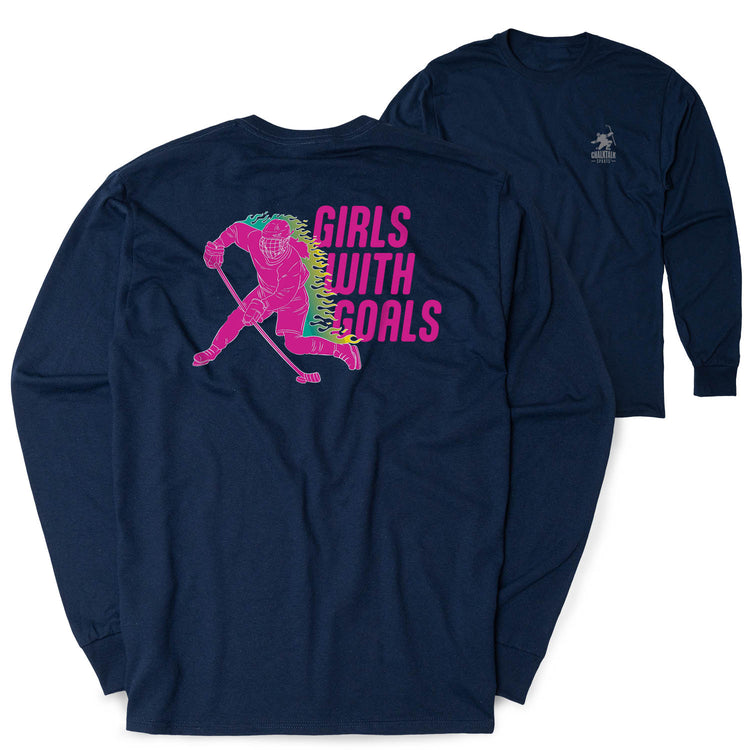 Hockey Tshirt Long Sleeve - Girls With Goals (Back Design)