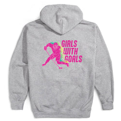 Gray hoodie with 'Girls with Goals' graphic on the back