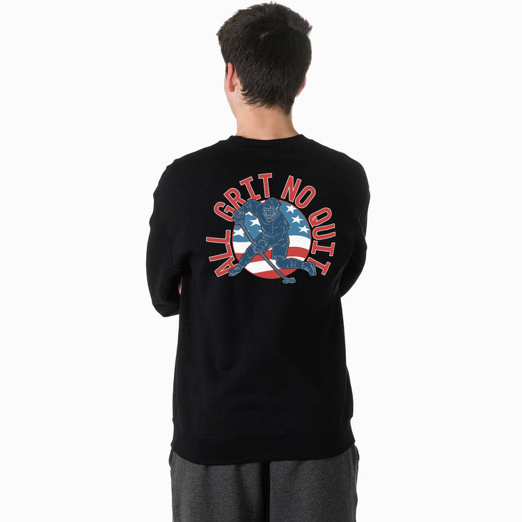Hockey Crewneck Sweatshirt - All Grit No Quit (Back Design)