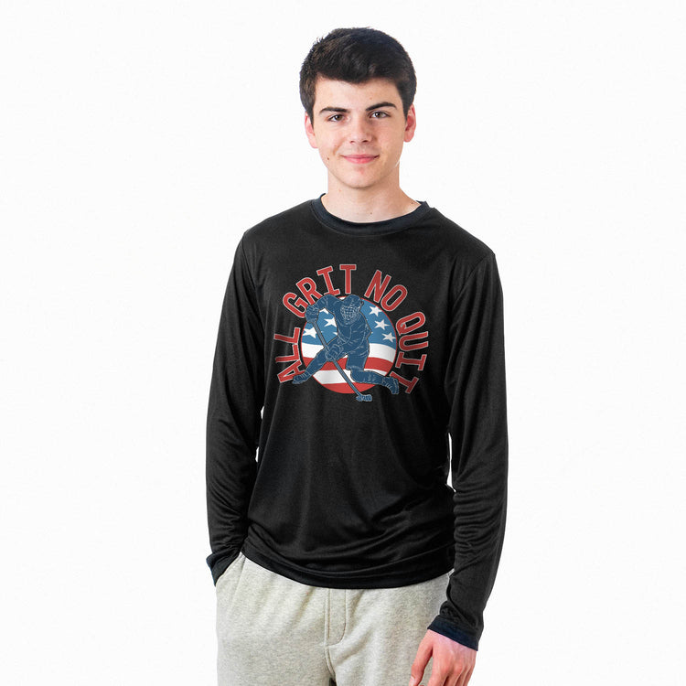 Hockey Long Sleeve Performance Tee - All Grit No Quit