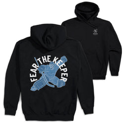 Black hoodie with 'Fear The Keeper' graphic on the back, displayed from front and back views.