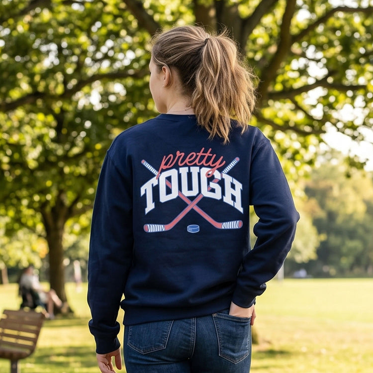 Hockey Crewneck Sweatshirt - Pretty Tough (Back Design)