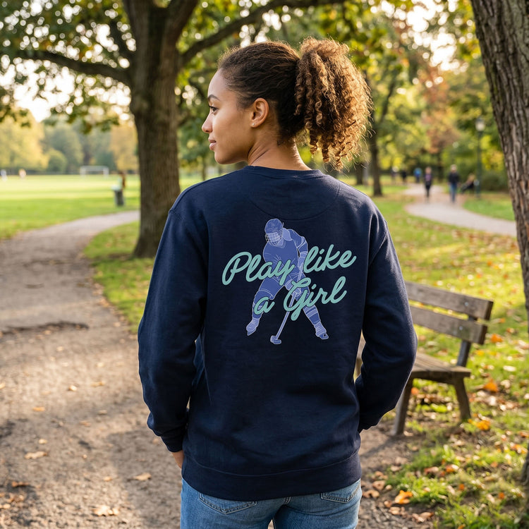 Hockey Crewneck Sweatshirt - Play Like a Girl Hockey (Back Design)