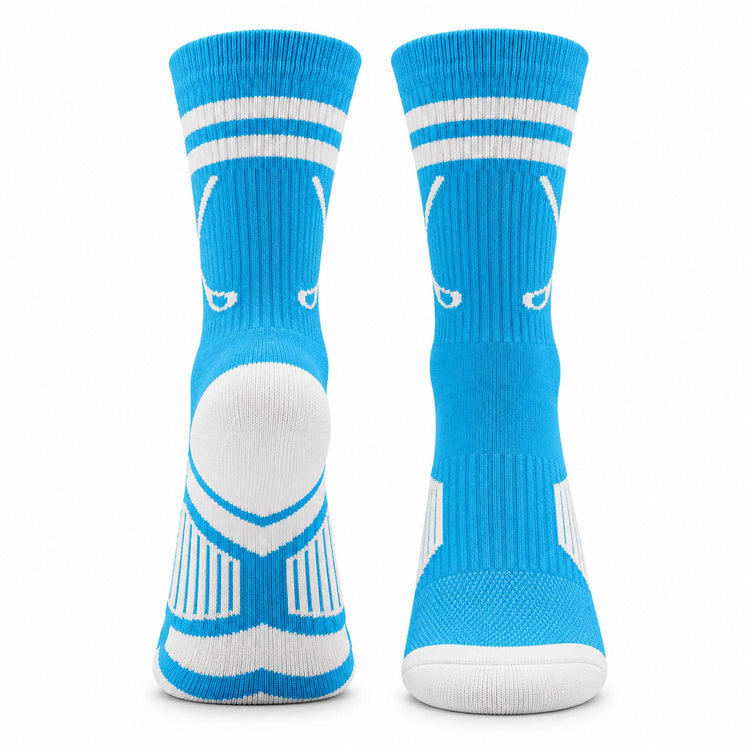 Hockey Woven Mid-Calf Socks - Crossed Sticks - Teal