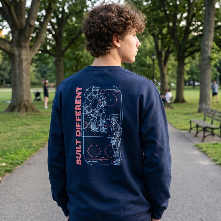 Hockey Crewneck Sweatshirt - Built Different Hockey (Back Design)