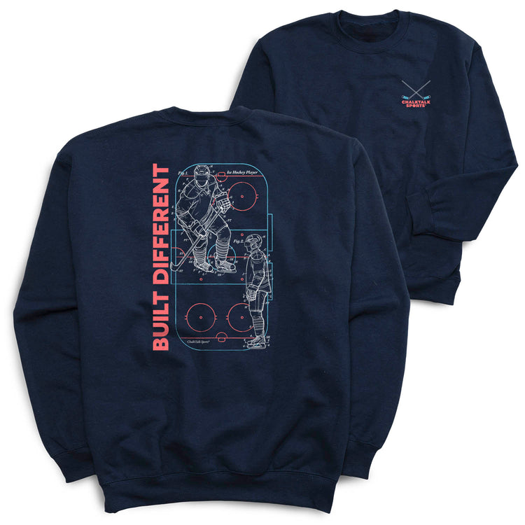 Hockey Crewneck Sweatshirt - Built Different Hockey (Back Design)
