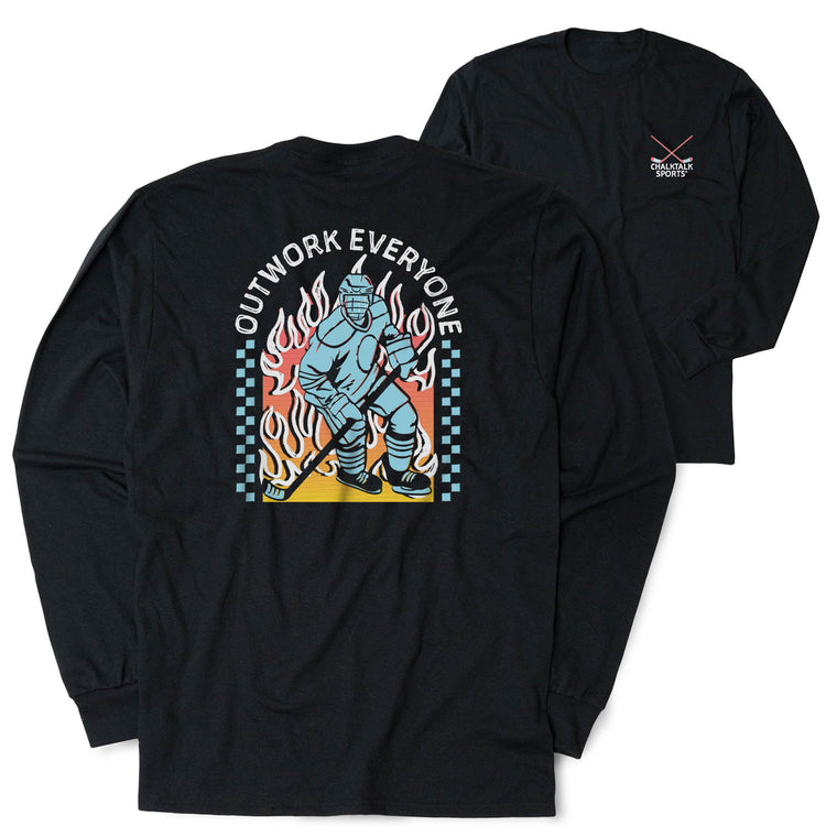 Hockey Tshirt Long Sleeve - Outwork Everyone (Back Design)