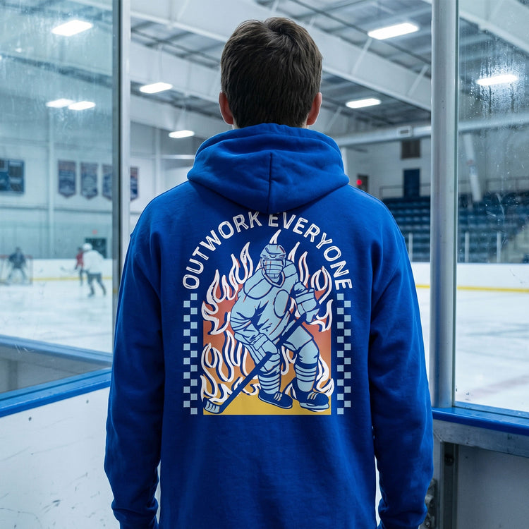 Hockey Hooded Sweatshirt - Outwork Everyone (Back Design)