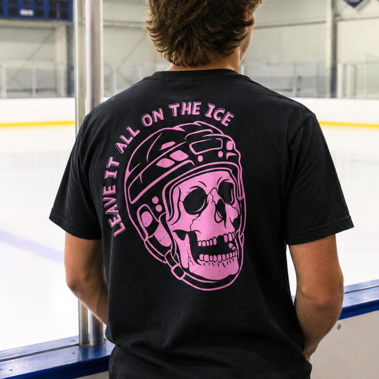 Hockey Short Sleeve T-Shirt - Leave It All On the Ice (Back Design)