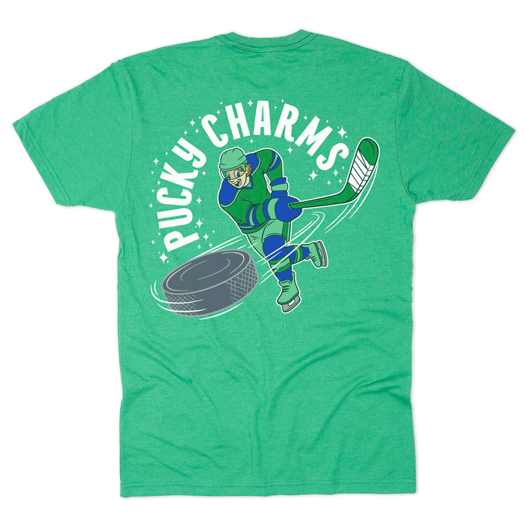 Hockey Short Sleeve T-Shirt - Pucky Charms Player (Back Design)