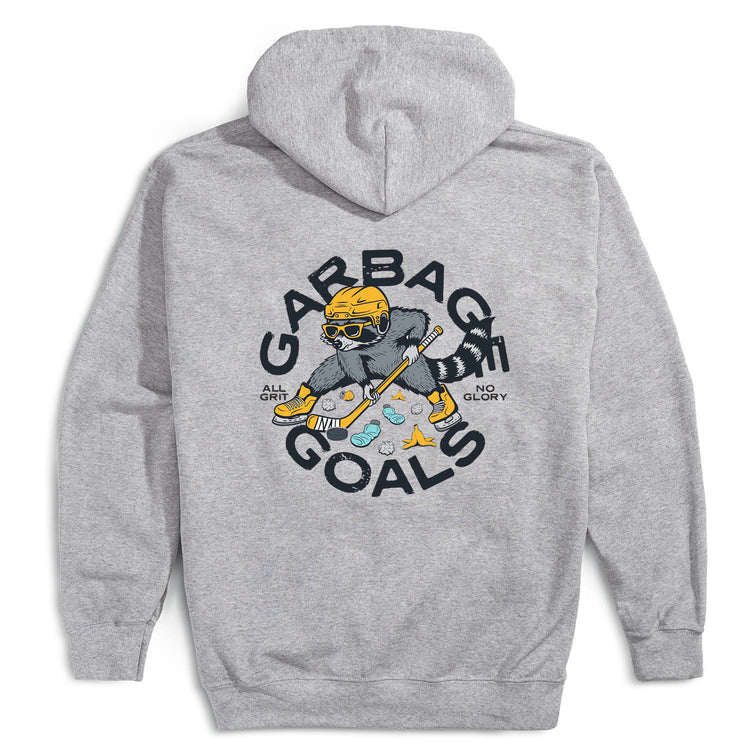 Hockey Hooded Sweatshirt - Garbage Goals (Back Design)