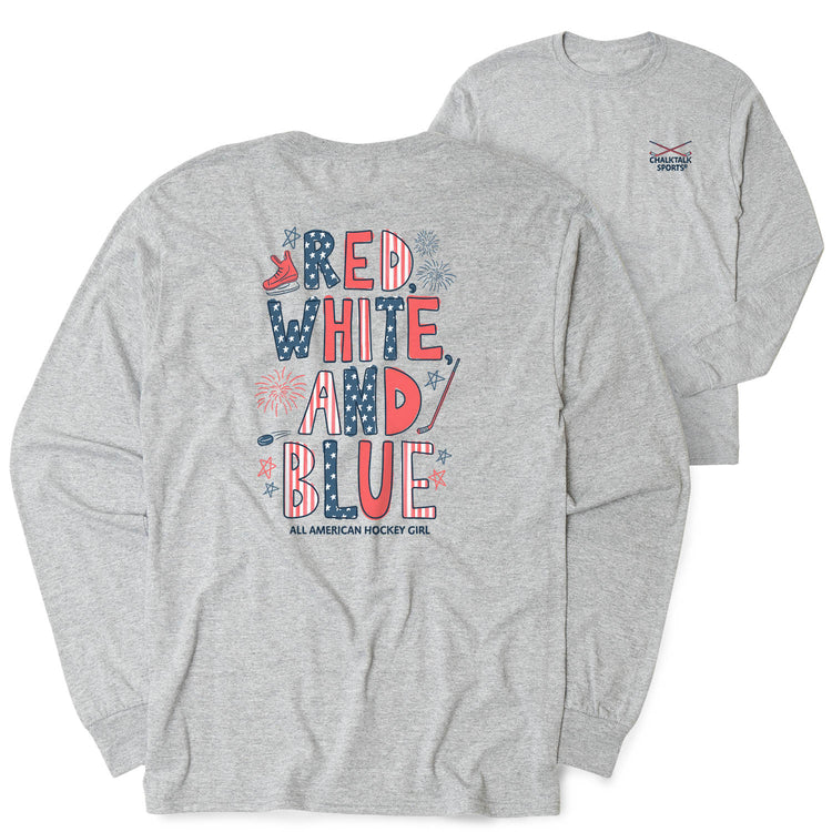 Hockey Tshirt Long Sleeve - All American Hockey Girl (Back Design)