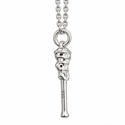 Sterling Silver Lacrosse Stick Pendant Necklace with Cubic Zirconia