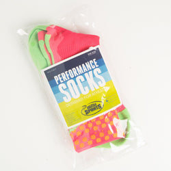 Girls Lacrosse Woven Mid-Calf Socks - Aloha (Pink/Orange/Green)