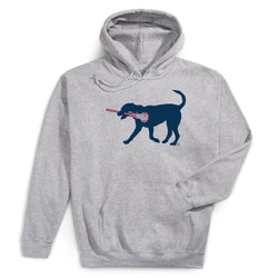 Girls Lacrosse Hooded Sweatshirt - LuLa The LAX Dog(Blue) [Gray/Adult X-Large] - SS