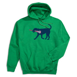 Girls Lacrosse Hooded Sweatshirt - LuLa The LAX Dog(Blue) [Green/Youth Large] - SS