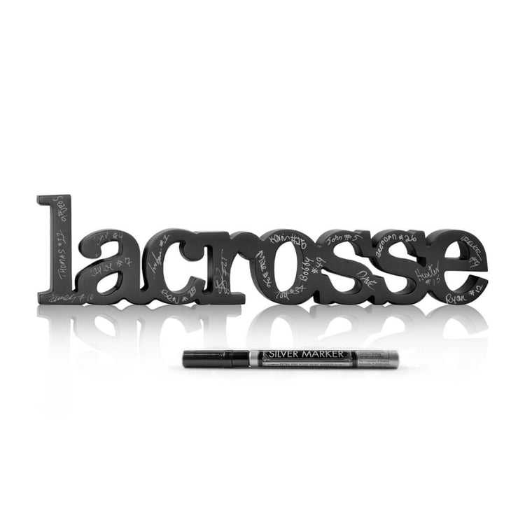 Lacrosse Wood Words Ready for Team to Autograph