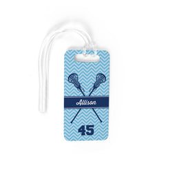 Girls Lacrosse Bag/Luggage Tag - Personalized Girl Lacrosse Sticks Chevron