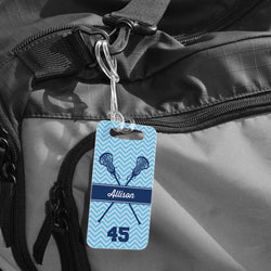 Girls Lacrosse Bag/Luggage Tag - Personalized Girl Lacrosse Sticks Chevron