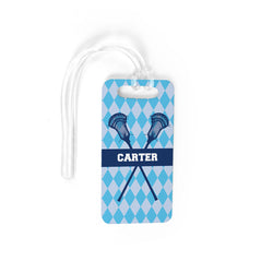 Guys Lacrosse Bag/Luggage Tag - Personalized Guys Crossed Sticks Pattern