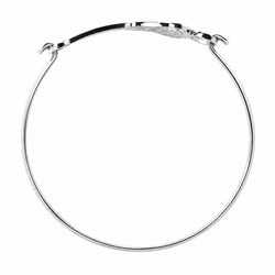 A thin silver bangle bracelet with a polished clasp, shown against a plain white background.