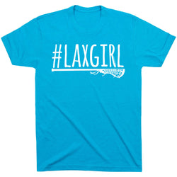Girls Lacrosse Short Sleeve T-Shirt - #LAXGIRL [Turquoise/Adult Small] - SS