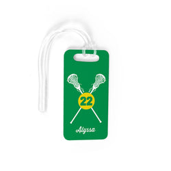Girls Lacrosse Bag/Luggage Tag - Personalized Crossed Lacrosse Sticks